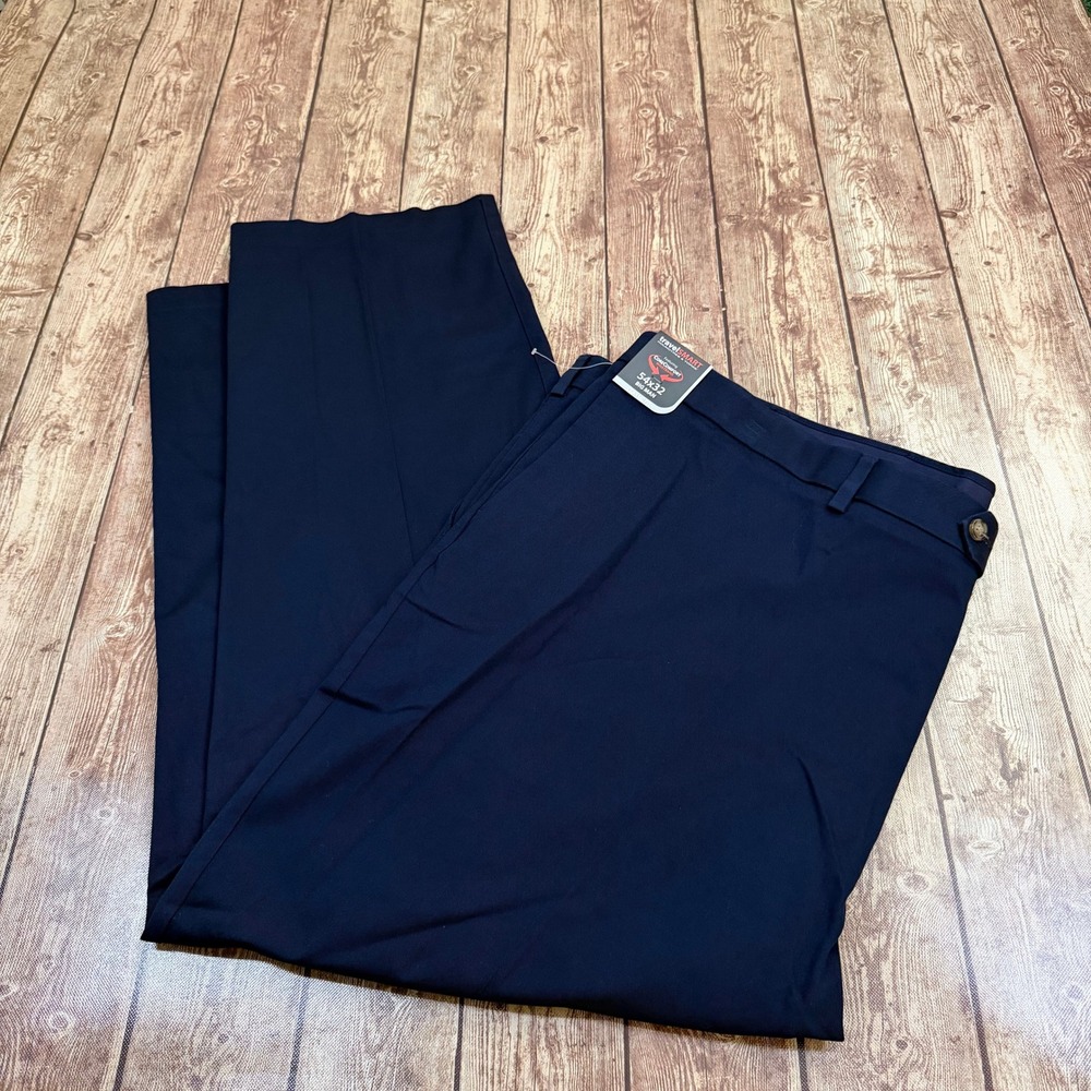 Roundtree & Yorke TravelSmart Pants Mens 54x32 Navy Blue CoreComfort Stretch NWT